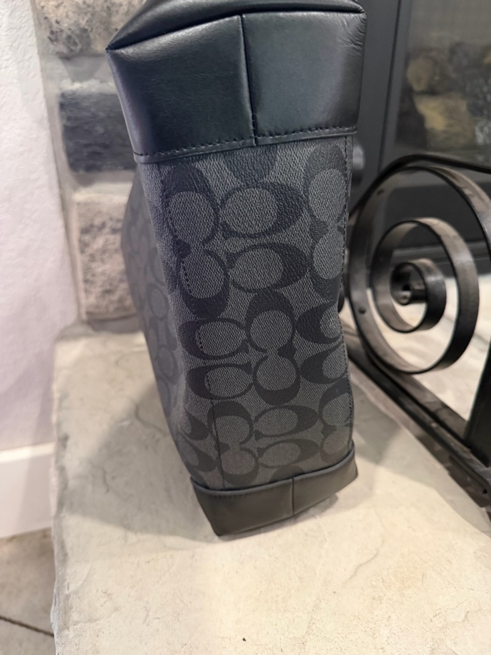Coach Signature Tote in Charcoal and Black - Picture 3 of 13